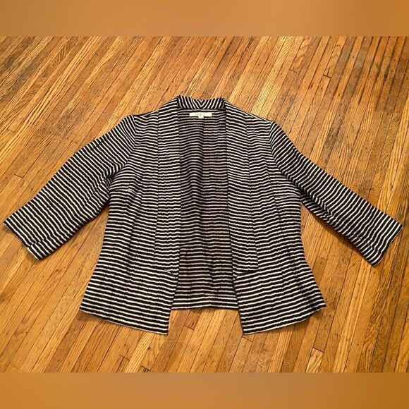 LOFT Jackets & Blazers - Loft black/cream stripe linen-blend lightweight blazer